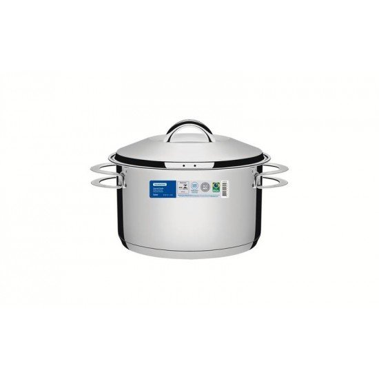 CAÇAROLA TRAMONTINA SOLAR FUNDA EM AÇO INOX FUNDO TRIPLO COM TAMPA E ALÇAS 16 CM 1,8 L