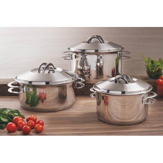 CAÇAROLA TRAMONTINA SOLAR FUNDA EM AÇO INOX FUNDO TRIPLO COM TAMPA E ALÇAS 16 CM 1,8 L