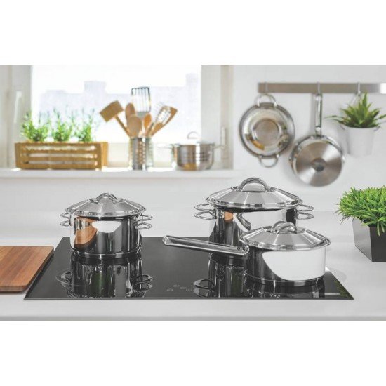 CAÇAROLA TRAMONTINA SOLAR FUNDA EM AÇO INOX FUNDO TRIPLO COM TAMPA E ALÇAS 16 CM 1,8 L