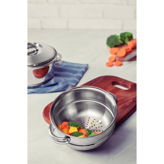 COZI-VAPORE TRAMONTINA  SOLAR EM INOX COM ALÇAS 16 CM 1,6 LITRO