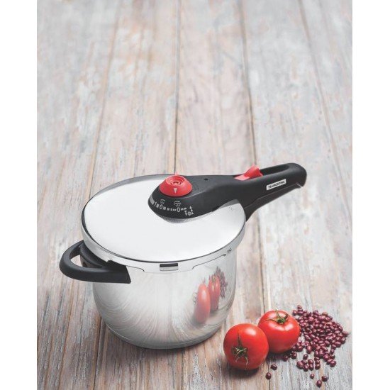 PANELA DE PRESSAO SOLAR EM ACO INOX FUNDO TRIPLO 22 CM 4,5 L COM COZI VAPORE EM ACO INOX TRAMONTINA