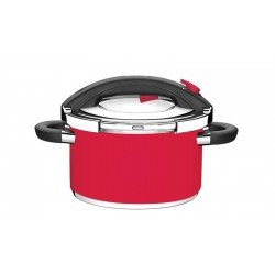 PANELA DE PRESSAO PRESTO VERMELHA EM ACO INOX FUNDO TRIPLO 24 CM 6 L TRAMONTINA