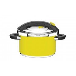 PANELA DE PRESSAO PRESTO AMARELA EM ACO INOX FUNDO TRIPLO 24 CM 6 L TRAMONTINA