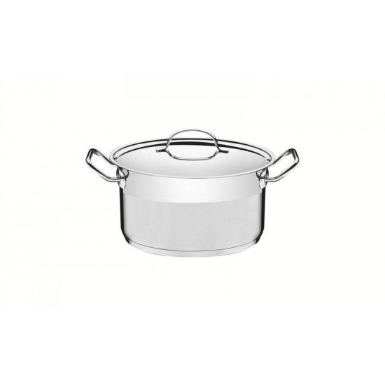 CAÇAROLA TRAMONTINA PROFESSIONAL FUNDA EM AÇO INOX FUNDO TRIPLO COM TAMPA PLANA DETALHE SATINADO 16 CM 1,8 L
