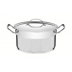 CAÇAROLA TRAMONTINA PROFESSIONAL FUNDA EM AÇO INOX FUNDO TRIPLO COM TAMPA PLANA DETALHE SATINADO 24 CM 6,1 L