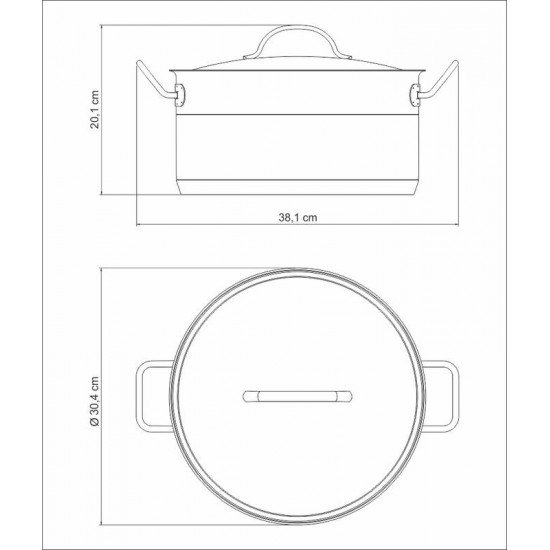 CAÇAROLA TRAMONTINA PROFESSIONAL FUNDA EM AÇO INOX FUNDO TRIPLO COM TAMPA PLANA DETALHE SATINADO 28 CM 8,4 L