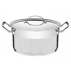 CAÇAROLA TRAMONTINA PROFESSIONAL FUNDA EM AÇO INOX FUNDO TRIPLO COM TAMPA PLANA DETALHE SATINADO 28 CM 8,4 L