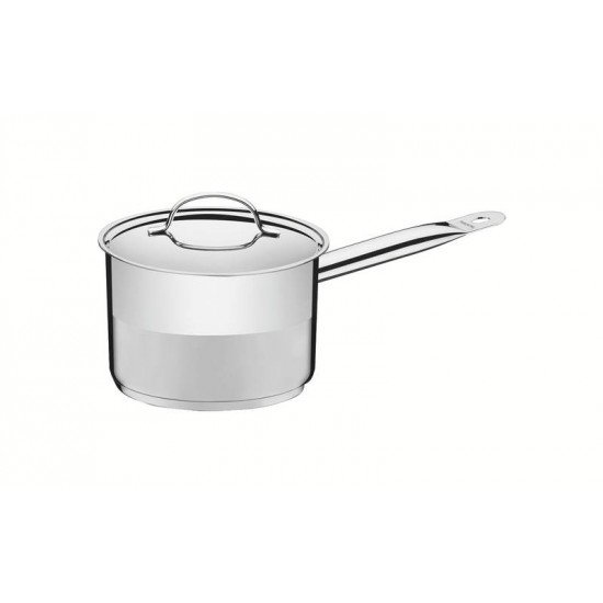 CALDEIRÃO TRAMONTINA PROFESSIONAL EM AÇO INOX FUNDO TRIPLO COM TAMPA PLANA DETALHE SATINADO E CABO 16 CM 2,2 L