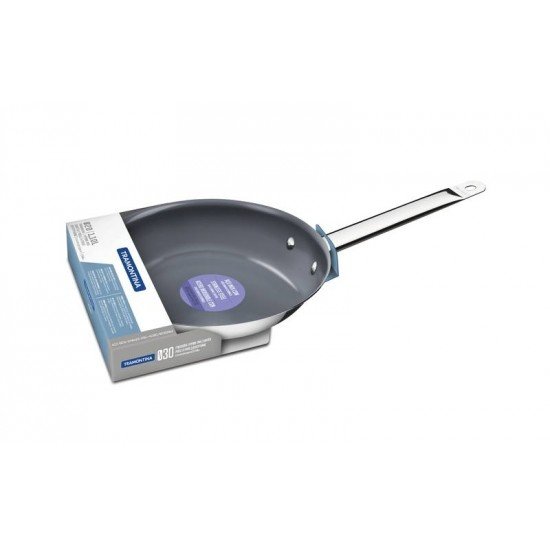 FRIGIDEIRA RASA PROFESSIONAL EM ACO INOX FUNDO TRIPLO E EM CERAMICA GRAFITE 20 CM 1,3 L TRAMONTINA