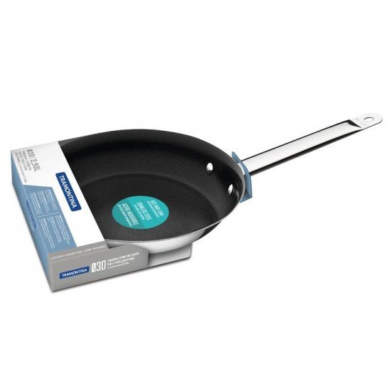 FRIGIDEIRA PROFESSIONAL RASA EM ACO INOX FUNDO TRIPLO EM ANTIADERENTE CABO 30 CM 2,9 L TRAMONTINA