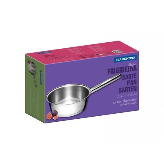 FRIGIDEIRA FUNDA ALLEGRA EM ACO INOX COM FUNDO TRIPLO 20 CM 2,2 L TRAMONTINA