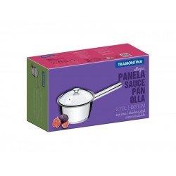 PANELA ALLEGRA EM ACO INOX COM FUNDO TRIPLO E TAMPA DE VIDRO 20 CM 2,7 L TRAMONTINA