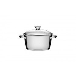 CACAROLA FUNDA ALLEGRA EM ACO INOX COM FUNDO TRIPLO E TAMPA DE VIDRO 16 CM 1,5 L TRAMONTINA
