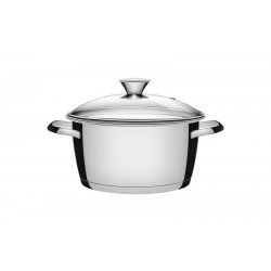 CACAROLA FUNDA ALLEGRA EM ACO INOX COM FUNDO TRIPLO E TAMPA DE VIDRO 22 CM 4,2 L TRAMONTINA