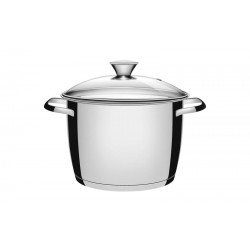 CALDEIRAO ACO INOX COM FUNDO TRIPLO E TAMPA DE VIDRO 22CM TRAMONTINA