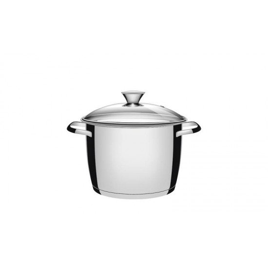 CALDEIRAO ACO INOX COM FUNDO TRIPLO E TAMPA DE VIDRO 18CM TRAMONTINA