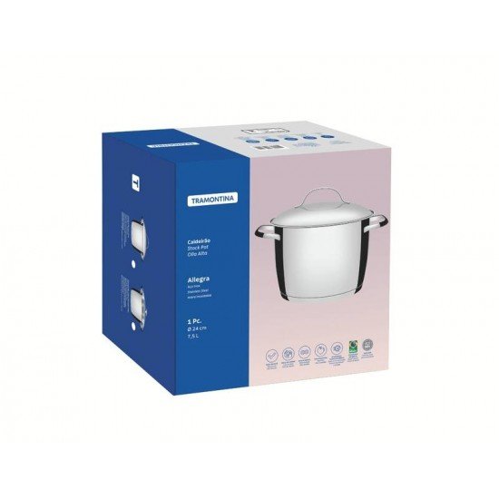 CALDEIRÃO TRAMONTINA ALLEGRA EM AÇO INOX COM FUNDO TRIPLO 24 CM 7,5 L