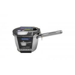 CALDEIRAO COM CABO ACO INOX FUNDO TRIPLO E TAMPA DE VIDRO 16CM TRAMONTINA