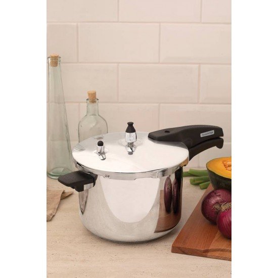 PANELA DE PRESSAO ALLEGRA EM ACO INOX FUNDO TRIPLO 22 CM 6 L TRAMONTINA