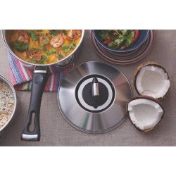 PANELA SOLAR BAQUELITE EM ACO INOX FUNDO TRIPLO COM TAMPA CABO DE BAQUELITE 20 CM 2,9 L TRAMONTINA