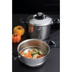 CALDEIRAO SOLAR BAQUELITE EM ACO INOX FUNDO TRIPLO TAMPA ALCAS DE BAQUELITE 20 CM 4,6 L TRAMONTINA