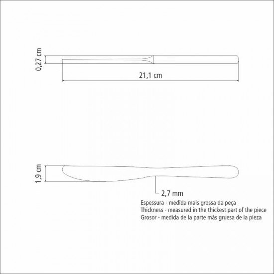 FACA DE MESA TRAMONTINA HAVAÍ EM AÇO INOX