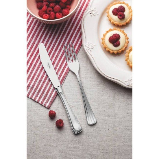 FACA DE MESA SEVILHA EM ACO INOX ACABAMENTO ALTO BRILHO DETALHES EM ALTO RELEVO NO CABO TRAMONTINA