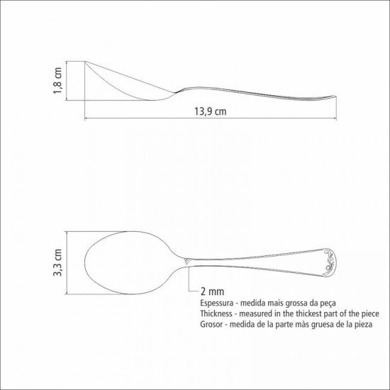 COLHER PARA CHÁ TRAMONTINA SEVILHA EM AÇO INOX ACABAMENTO ALTO BRILHO COM DETALHES EM ALTO RELEVO NO CABO