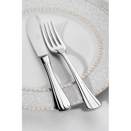 GARFO DE MESA VIENA EM ACO INOX ACABAMENTO ALTO BRILHO DETALHES EM ALTO RELEVO NO CABO TRAMONTINA