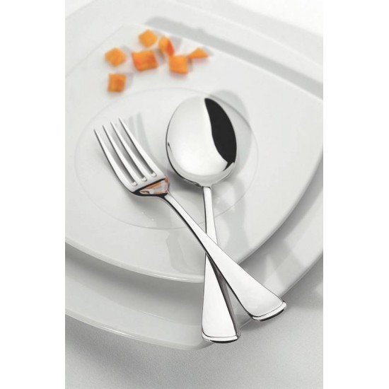 GARFO DE MESA MONACO EM ACO INOX ACABAMENTO ALTO BRILHO COM DETALHES NO CABO TRAMONTINA