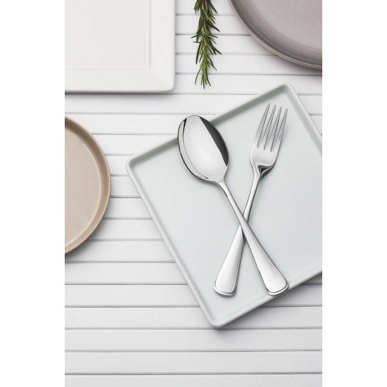 GARFO DE MESA MONACO EM ACO INOX ACABAMENTO ALTO BRILHO COM DETALHES NO CABO TRAMONTINA