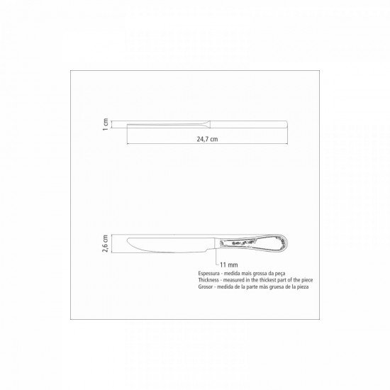 KIT 6 UNIDADES DE FACA DE MESA RENASCENCA ACO INOX TRAMONTINA