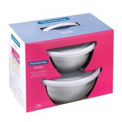 JOGO DE POTES FREEZINOX EM ACO INOX COM TAMPA PLASTICA 2 PECAS TRAMONTINA