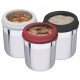 JOGO DE POTES CUCINA EM ACO INOX TAMPA PLASTICA VERMELHA COM VISOR 3 PECAS TRAMONTINA