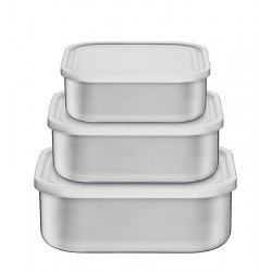 JOGO DE POTES FREEZINOX QUADRADOS EM ACO INOX COM TAMPA PLASTICA 3 PECAS TRAMONTINA