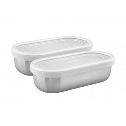 JOGO DE POTES FREEZINOX EM ACO INOX COM TAMPA PLASTICA 2 PECAS TRAMONTINA