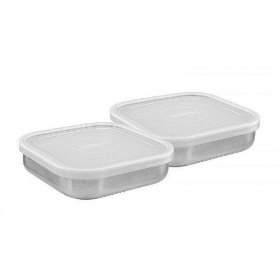 JOGO DE POTES FREEZINOX EM ACO INOX COM TAMPA PLASTICA 2 PECAS TRAMONTINA