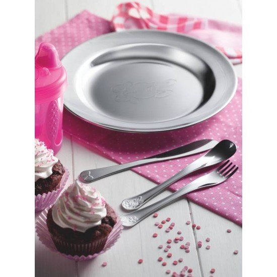 KIT INFANTIL LE PETIT PARA REFEICAO ROSA EM ACO INOX 6 PECAS TRAMONTINA