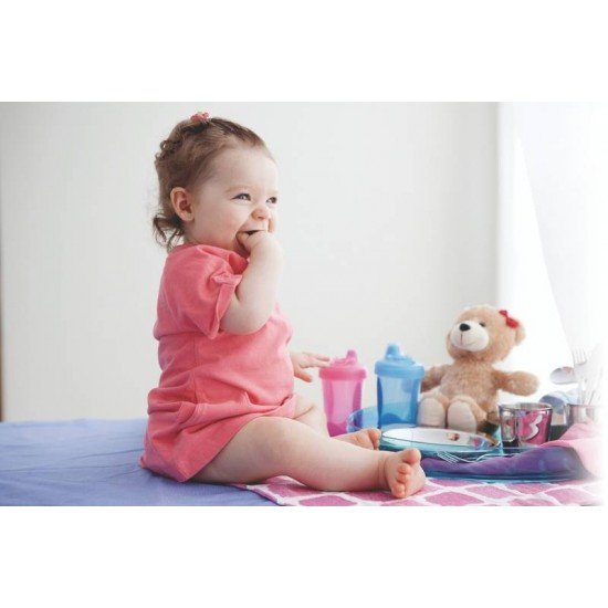 KIT INFANTIL LE PETIT PARA REFEICAO ROSA EM ACO INOX 6 PECAS TRAMONTINA