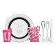 KIT INFANTIL LE PETIT PARA REFEICAO ROSA EM ACO INOX 6 PECAS TRAMONTINA