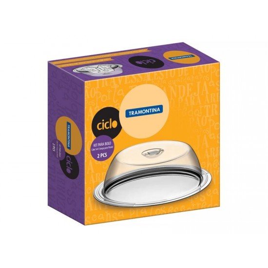 PORTA BOLO CICLO EM ACO INOX COM TAMPA 33 CM TRAMONTINA