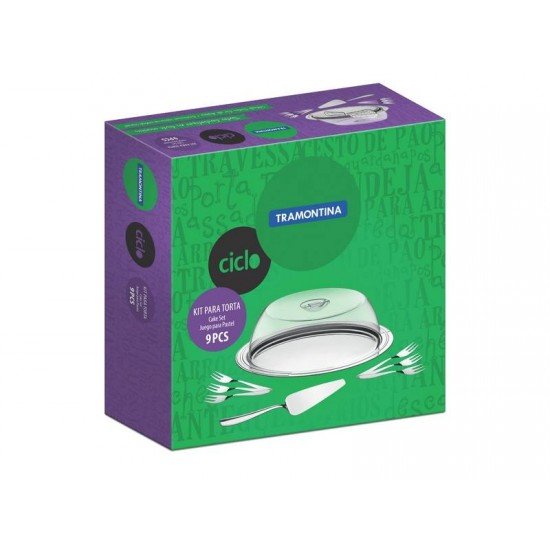 KIT PARA TORTA CICLO EM ACO INOX 9 PECAS TRAMONTINA