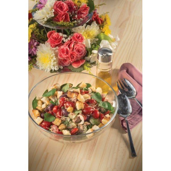 JOGO PARA SALADA LAPIDAR EM CRISTAL COM TALHERES EM ACO INOX 3 PECAS 25 CM 2,9 L TRAMONTINA