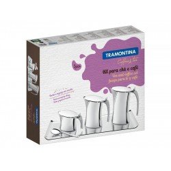 KIT PARA CHA E CAFE EM ACO INOX 5 PECAS TRAMONTINA