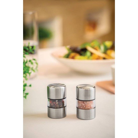 CONJUNTO DE MOEDORES PARA SAL E PIMENTA AÇO INOX E ACRÍLICO C/ MOINHO EM CERÂMICA 2 PEÇAS TRAMONTINA
