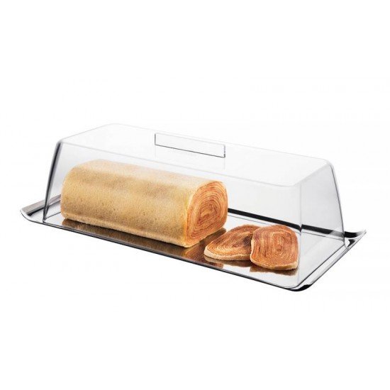 PRATO QUADRATA EM ACO INOX COM CUPULA TRANSPARENTE 2 PECAS TRAMONTINA