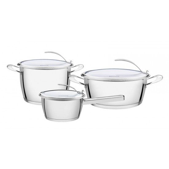 JOGO DE PANELAS ACO INOX COM FUNDO TRIPLO 3 PC TRAMONTINA