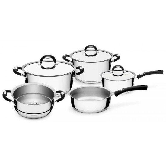 JOGO DE PANELAS DUO SILICONE EM ACO INOX FUNDO TRIPLO CABOS E ALCAS DE SILICONE 5 PECAS TRAMONTINA