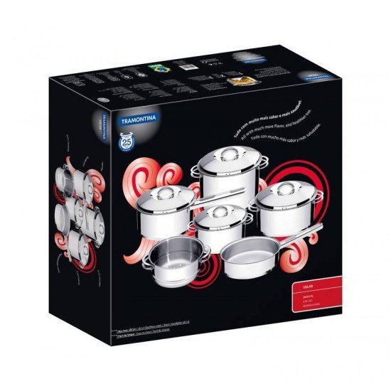 JOGO DE PANELAS SOLAR EM ACO INOX FUNDO TRIPLO 6 PECAS TRAMONTINA