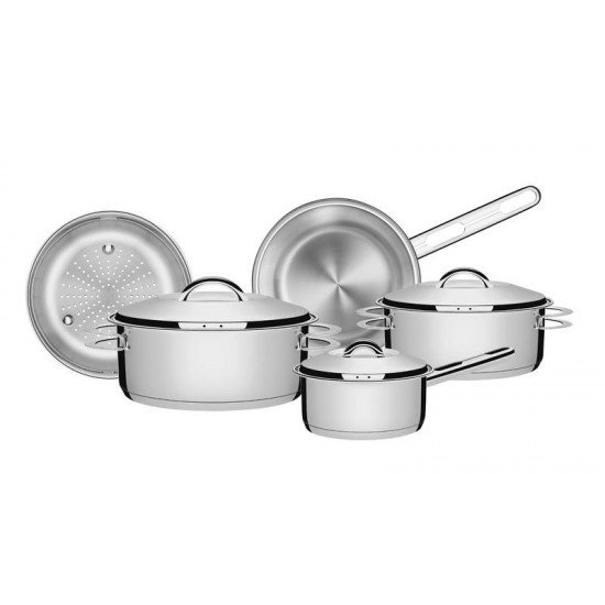 JOGO DE PANELAS EM ACO INOX FUNDO TRIPLO 5 PECAS TRAMONTINA
